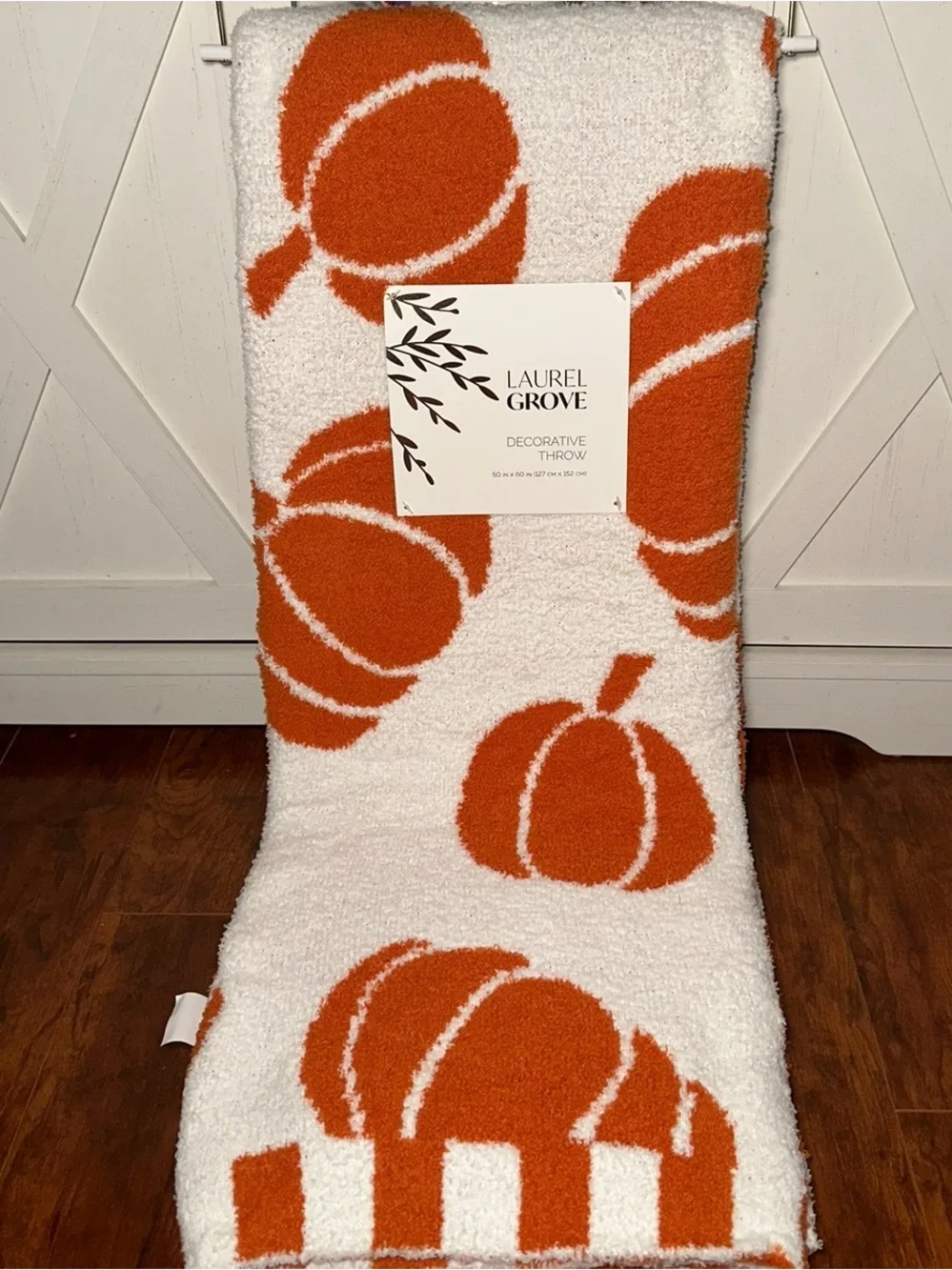 Fall Orange Pumpkin with Stripes Decorative Throw Blanket